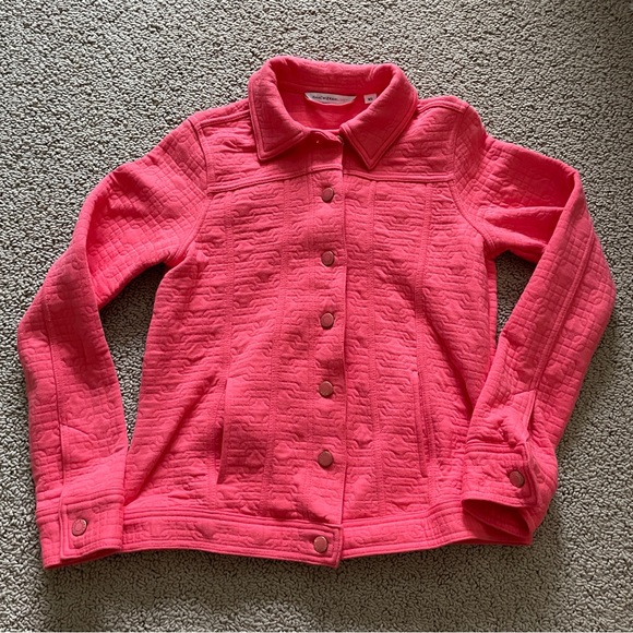 Isaac Mizrah Live Textured, Coral, Jean Jacket Style Jacket, Sz XS - Picture 7 of 10